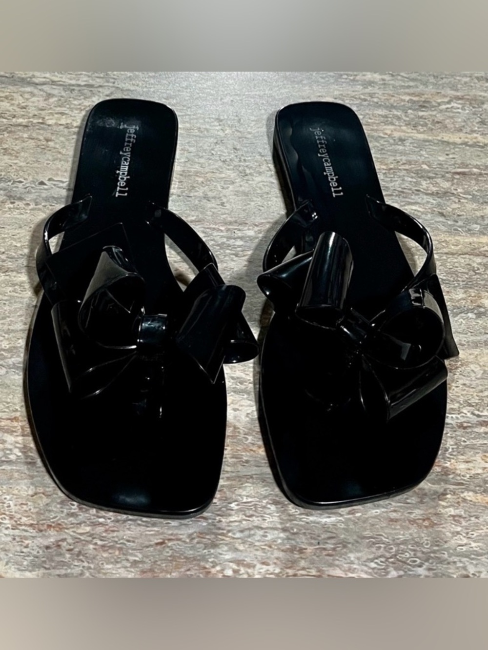 Jeffrey Campbell jelly thong sandals with bow